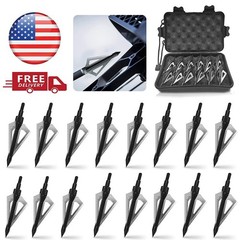 16Pcs 100Grain Archery Broadheads 3Blade Hunting Crossbow Compound Bow Arrow Tip