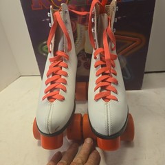 Vintage Roller Star Roller Derby Skates Size 9 White Leather Good Condition