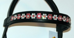 FSS Red Siam Aquamarine Blue FLOWER Rhinestone BLING Crystal Padded BROWBAND NEW