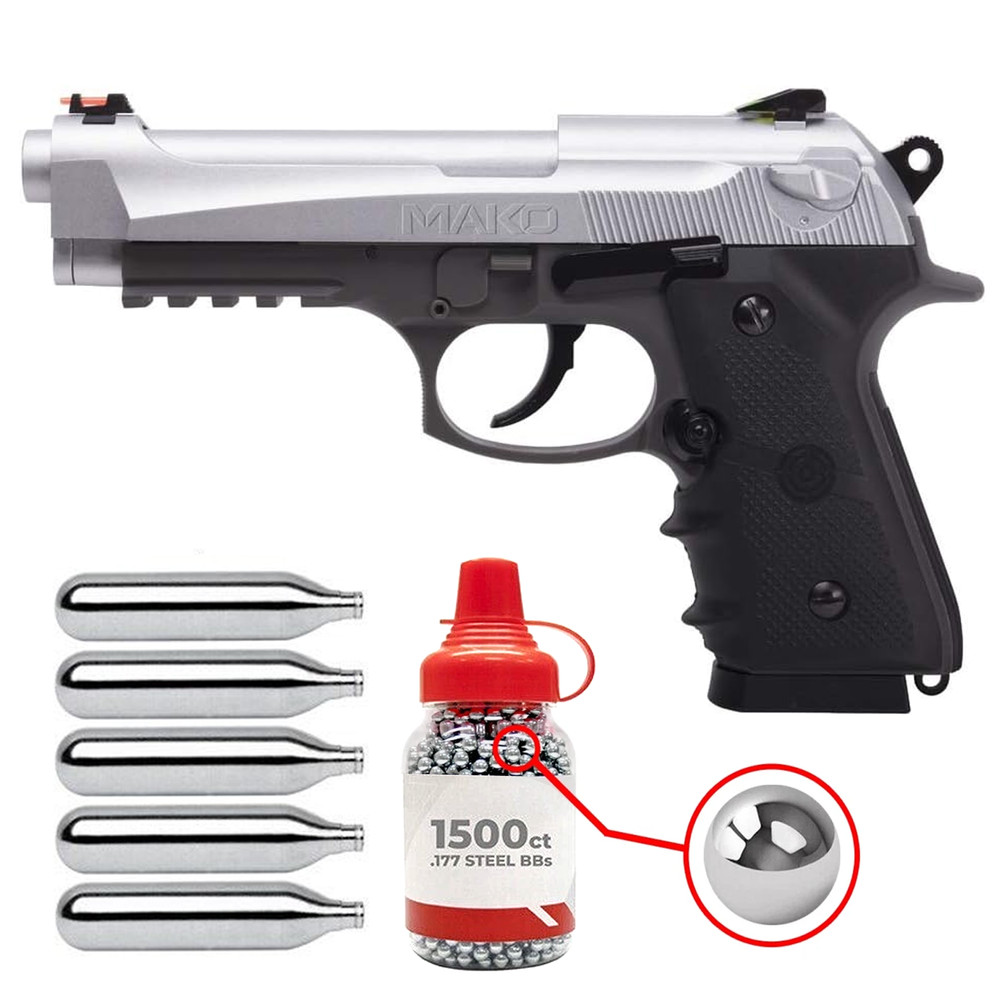 Crosman Mako .177 Cal Air Pistol CO2 Blowback BB Gun w/ 1500 BBs & 5 CO2 (CM9B)