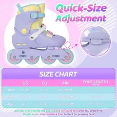 Nattork Inline Skates for Girls Kids Teens Boys Age 4-16, 4 Sizes Adjustable …