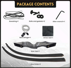 Black Hunter Takedown Recurve Bow 60in, Bamboo Core Limbs for Archery PracticeII