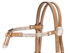 Silver Ferrule Show Headstall-Bridle – Futurity Browband – Light Oil Leather