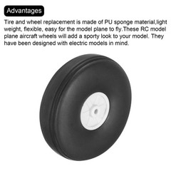 MECCANIXITY 2 Pcs RC Airplane Wheels, 3 Inch OD Plane 3 Inch, Black, White