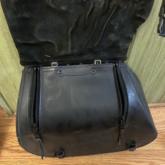 2 Heavy-duty Motorcycle US Saddlebags Large Leather Pair Flames Set Black Lock