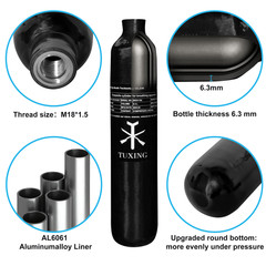 TUXING 4500psi PCP Air Tank,0.5L Carbon Fiber HPA Tank with Dual Gauge Regulator