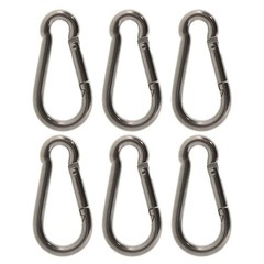 304 Stainless Steel Spring Snap Hook Carabiner Clips, Set Of 6 264 Lbs