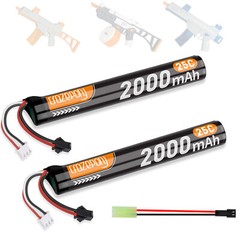 2x 7.4V 2000mAh Airsoft 25C Lithium-ion Battery Pack Splatter Ball Gun Battery