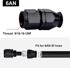 6AN PTFE Hose End Fitting Straight Swivel Only for PTFE 6AN Straight Normal
