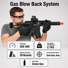 WE 6mmGBB Airsoft Rifle, Adjustable Hop-Up, Semi/Full Auto Modes, 320-350 FPS