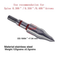 maifield Stainless Steel Archery 125 Gra», 19/64″ Combo Shape, 125 Grain