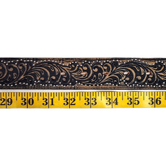 TONY LAMA Studded Leather Belt Sz 36 Swarovski Crystal Buckle Hearts Rhinestones