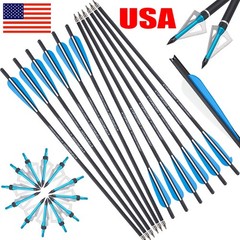 20″ 12pcs Carbon Crossbow Bolts +/or Broadheads Half Moon Nocks OD 8.8mm Hunting