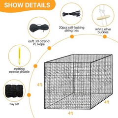 Round Bale Hay Net 4x4ft Large Round Bale Hay Nets for Horses Heavy Duty Slow…