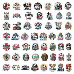 20Pcs Random 2026 World Cup Soccer Sport Party Favor Waterproof Stickers