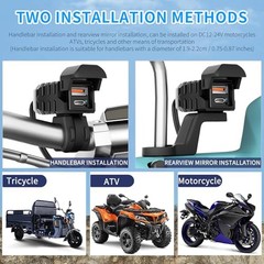 Motorcycle USB Charger, Dual USB Type C 30W PD & QC 3.0 Motorcycle Phone