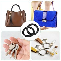 24-Pack Metal Spring O Rings, 5/8″ Zinc Alloy Keyring Buckle [Black]