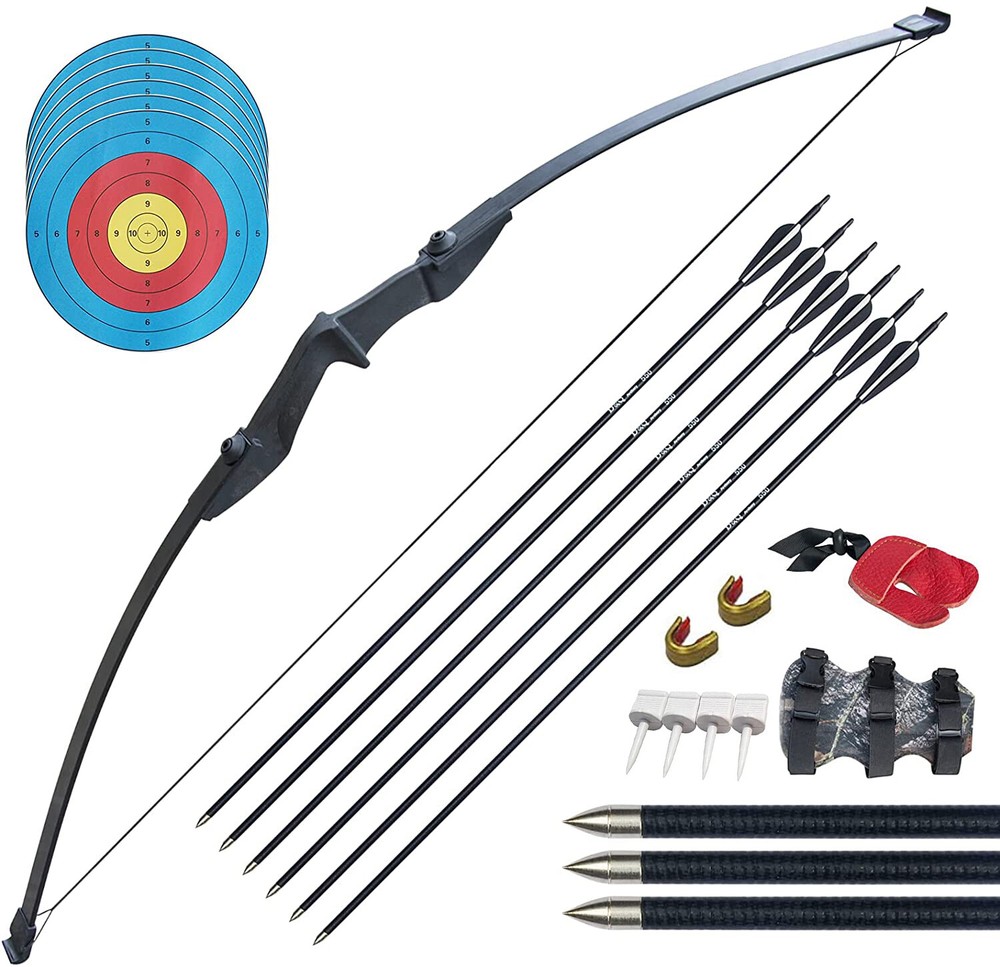 Archery Recurve Bow Arrows Set 30 40LBS Straight Longbow Bow Right and Left Hand