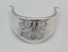 WESTERN COWBOY BOOT TIPS Pair – Silver Engraved Flat Tips w Heel Guards