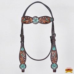 Western Headstall and Breast Collar Set HILASON Tooled Leather Horse Bridle Tack