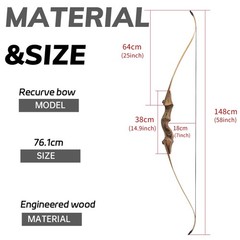 60″ Hunting Longbow Bow Arrow Kit LH/RH 20-50lbs Takedown Wooden Riser Shooting