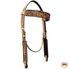 84RK Hilason Western Horse Floral Hand Carved American Leather Headstall