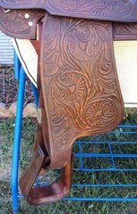 SIMCO Western Show / Parade Saddle- 15″ -SILVER HEARTS- Tooled Design -STUNNING!