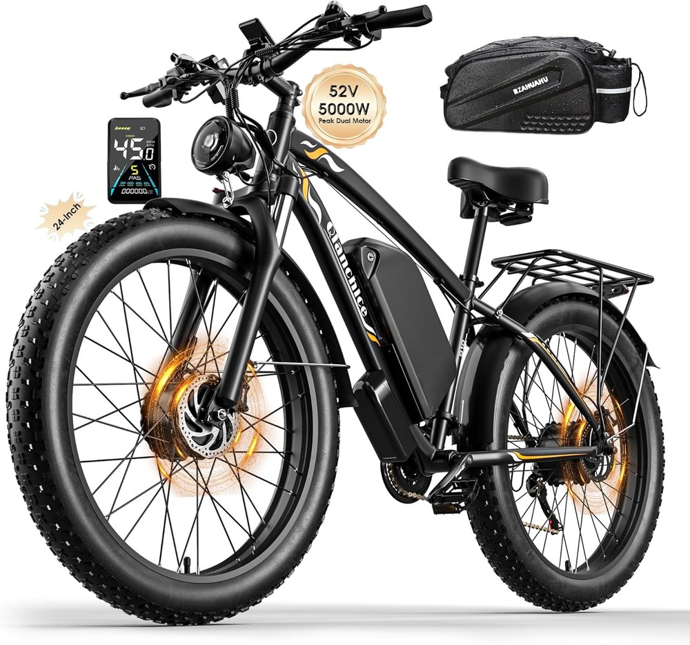 5000W Dual Motor Electric Bike 24″ Fat Tire 52V Long Range 40-45MPH E-Bike