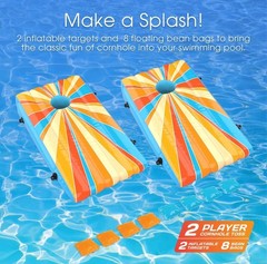 Inflatable Pool Bag Toss Cornhole Game for Outdoor Pools Summer Family Fun NEW