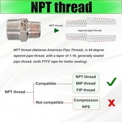 1/2″ Male to 1/4″ Male NPT Hex Reducing Nipple Fitting 1/2″ x 1/4″ Male
