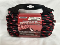 5/16″ x 50′ Diamond Braid Polypropylene Rope Black with Green Blue Red Marine