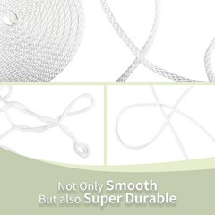 1/4 500ft White Solid Braid Nylon Rope 1100Ib High UV Resistance and Wear Resist