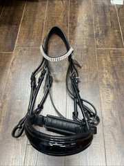 BR Dressage Bridle Double patent noseband Black Full size “Swindon” NEW