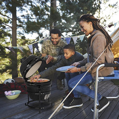 Outvita Ceramic Grill, 13″ round Kamado Charcoal Grill, Portable Barbecue Grill