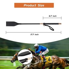 Horse Whip Black Genuine Leather Equestrian Teaching Whip 18 Inches