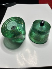 Clear Green Quad Skate Toe Stops with Gold Glitter 5/16th