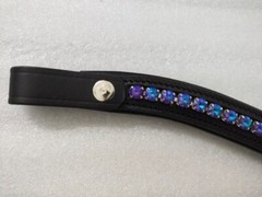 Blue & Purple Effect Crystal snap Browband For Horse Bridle.