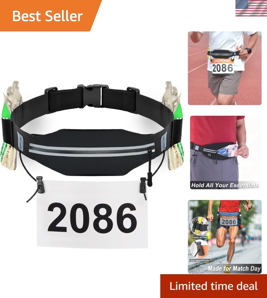 Adjustable Race Number Belt with Pouch – Water-Resistant & Comfortable Fit
