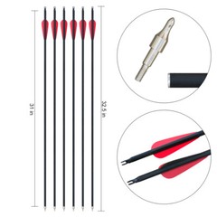 6/12PCS 31″ Carbon Arrows Hunting Archery Target Arrow Practice Shooting 6 Color