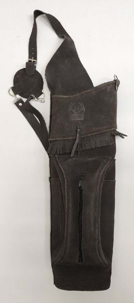 Traditional Genuine Leather Dark Brown Suede Back Quiver