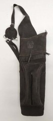 Traditional Genuine Leather Dark Brown Suede Back Quiver
