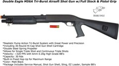 Double Eagle DE M56A Tri-Shot CQB-L Airsoft Shotgun Rifle Gun