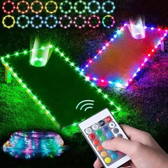 Cornhole lights (LED for 2xs 4×24 boards. With remote and ringholes. (16 colors)