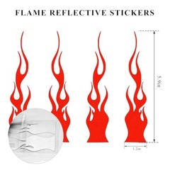 4PCS Car Flame Reflective Sticker, Racing Sports Flame Style Waterproof Red