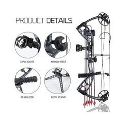 Lanneret P10 Compound Bow and Archery Sets，0-70 lbs. Black
