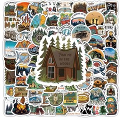 100 PCS Camping Outdoor Travel Hiking Nature Adventure Time Waterproof Stickers