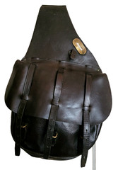 WWI UNITED STATES CALVALRY LEATHER SADDLE BAGS EXTRAORDINARY CONDITION BY LONG