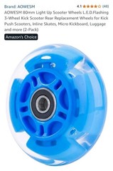 New! 2 Pack 80mm Blue Flashing Rear Wheels Kick Push Scooter Skates Luggage