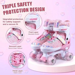 Adjustable Kids Roller Skates for Girls Boys Toddlers Teens Youth | 4 Sizes i…