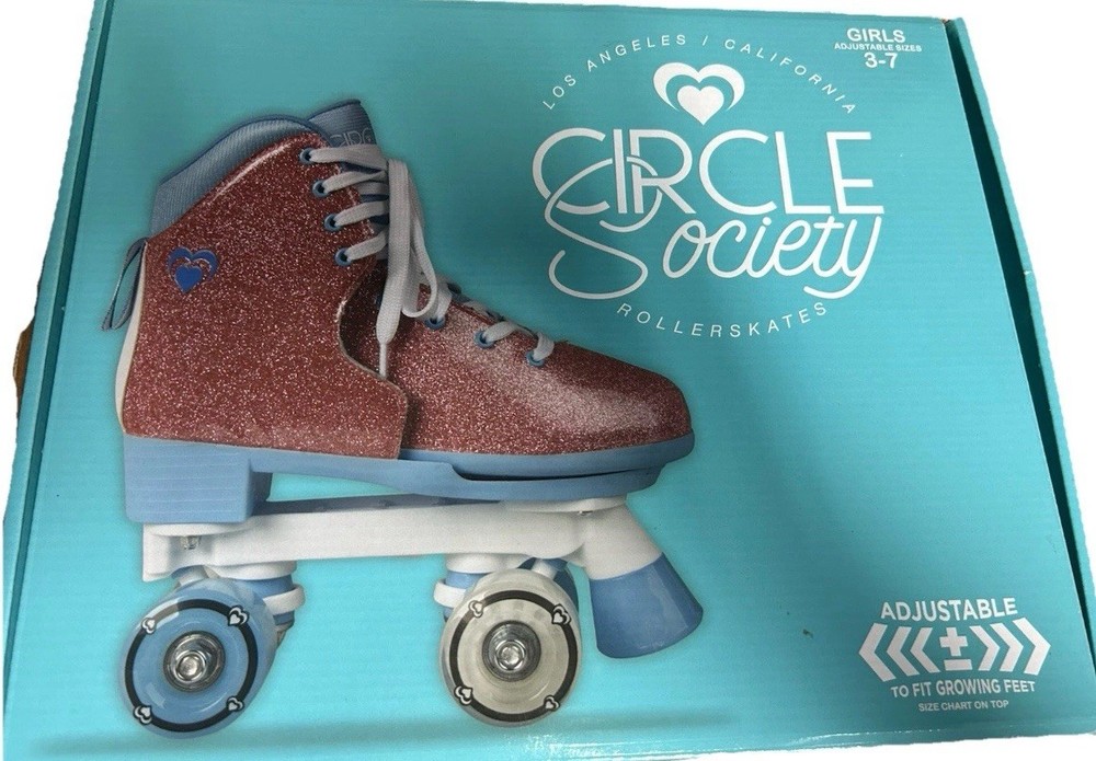 Circle Society Adjustable Kids Roller Skates, Sizes 3-7 US, new in box